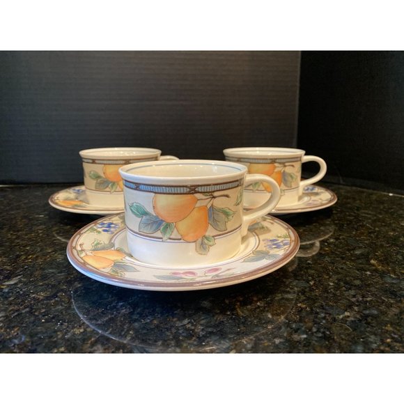 Mikasa Intaglio "Garden Harvest" Cup and Saucers (Qty. 3) - Picture 1 of 10